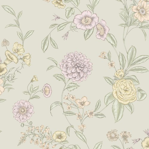 Papier peint vintage fleurs - peint, À