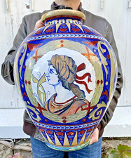 GORGEOUS HUGE ITALIAN CERAMIC POTICHE VASE RUBBOLI GUALDO TADINO HT 42 CM