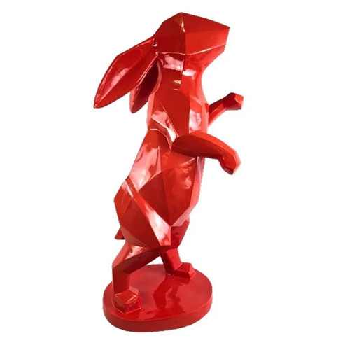 Statue xxl lapin - debout, rouge