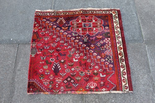 Tapis vintage rouge laine - tapis,