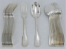 12 Intermets/Dessert Cutlery, 24pcs, Art Deco Silver Metal, Excellent Condition