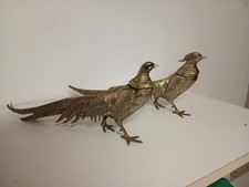 Oiseaux  ( couple de faisans) en métal argenté