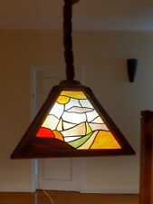 Luminaire vintage abat-jour vitrail verre design années 1970  Style Art Déco .