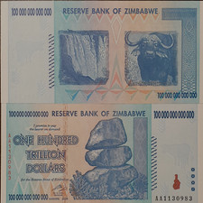 Zimbabwe, 5 x $100 Trillion, 2008, New
