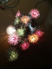 Ancienne guirlande électrique Lumineuse Déco Sapin 11 Lampes  Étoiles Fleurs 