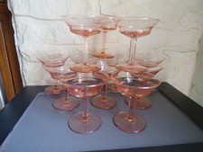 12 Antique Pink 30s Champagne Walking Glasses Cups