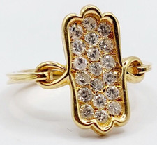 Bague marquise vintage or 18k pavé de 0,57 carats de diamant taille brillant