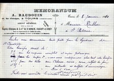TOURS (37) ENGRAIS CHIMIQUES "A. BAUDOUIN" Lettre en 1910