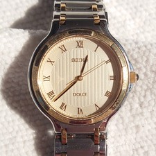 Seiko Dolce 5E31-6E80 JDM Quartz Unisex Dress Watch Two-Tone Gold Silver 32mm