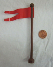 Lego Duplo Block Red Flag Pirate Piece Replacement W/ Brown Flag Pole