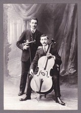 large cabinet card photo violin & cello Bordeaux France 1910 violon violoncelle