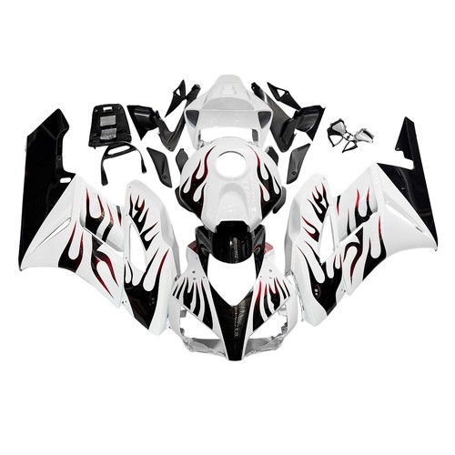 White black red flame fairings - red,