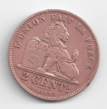 Belgium 2 Centimes, 1912 Legend in French - "ALBERT ROI DES BELGES" (107)