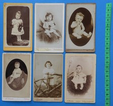 Lot x6 old photos CDV format, portraits of children (little girls) late 19th century