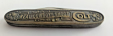 Vintage Colt Revolver Gun Pocket Knife Keeping America Safe Brass Handle