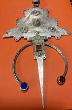Large BERBERBER FIBULA SILVER ENAMEL (22.5cm) TIZERZAI MOROCCO KABYLE JEWEL