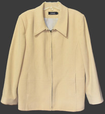 Tribal Laine Wool Cashmere Pale Beige Jacket Coat Size 14 Lined 2 Pockets Zip Up