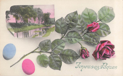 Paques cadre paysage - paysage, roses