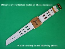 18mm WHITE BOX WHITE CALF LEATHER BRACELET FOR FIXED HANDLES N.O.S. YEARS 50/60 SEWN