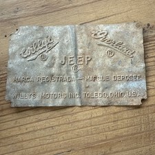 Genuine Vintage Willys JEEP Overland data plate 1950 -1960 Willys Motors Inc USA