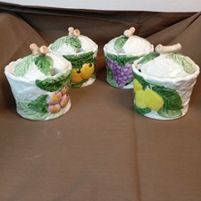 Lot of 4 Fruit Themed Slipper Jars - Vintage