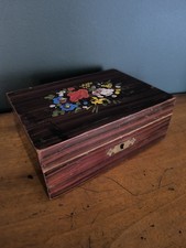 Antique wooden box floral decoration retro vintage decoration