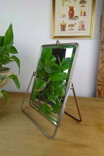 Antique Barber Mirror, Beveled, Chrome, Art Deco