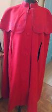 Stunning loose cape with large embroidered collar.  Red wool lined. Mint Condition