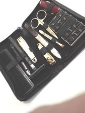 New Manicure Pedicure Grooming Kit 10 Piece Tools / Fabric Zipper Travel Case