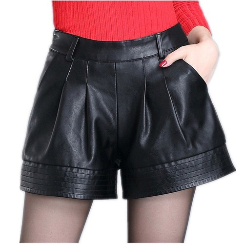 Shorts cuir noir tendance - en,