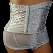 Vintage CUPID High Waist Brief SHINY SATIN Control Girdle Granny Panty LARGE