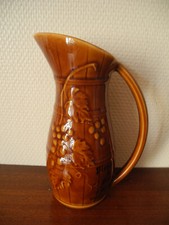 old pitcher Sarreguemines Plouzeau Chinon wine old French pitcher wine carafe