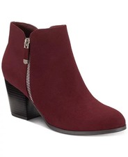 Style Co Masrinaa Talon Bloc Cheville Bottines Scarlet Microsuede 5M Pdsf