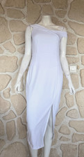 Robe mi-longue fendue blanche