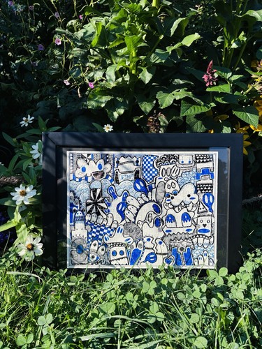Blue creamy puzzle œuvre - blue,