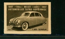 Czech Match Box Label Automobilky Tatra Koprivnice Tatraplan Brown