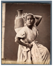 Algeria, Jeune fille à la jug Vintage albumen print.  Albumen Print 11