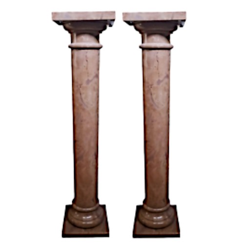 Pair red marble columns - of,