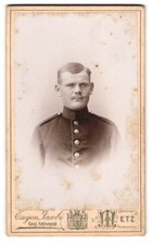 Photo Eugen Jacobi, Metz, Portrait de Soldat en uniforme Rgt. 12 avec Moustache 
