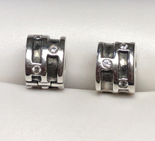 (2) RETIRED Authentic PANDORA Sterling Silver SPARKLING CZ Clips #790291CZ
