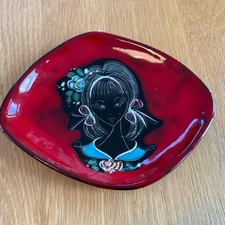 Vintage Italian MELIOR Pottery Dish /wall plaque  Stylised Lady   VGC  1958