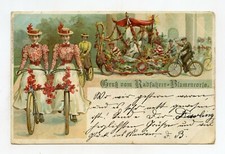illustrator. event. Women, antique bikes. CYCLIST FLOWER PARADE 1898