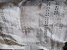 Beautiful work for this antique light string color tablecloth.linen