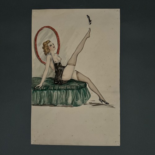 Dessin 1900 jeune femme sur - , un