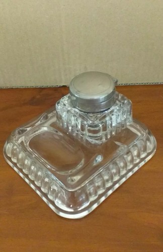 Ancien encrier verre moulé - ancien,