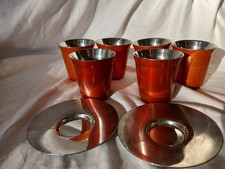 Orange Metal Nespresso Cups Mugs And Saucers Lot Of 8