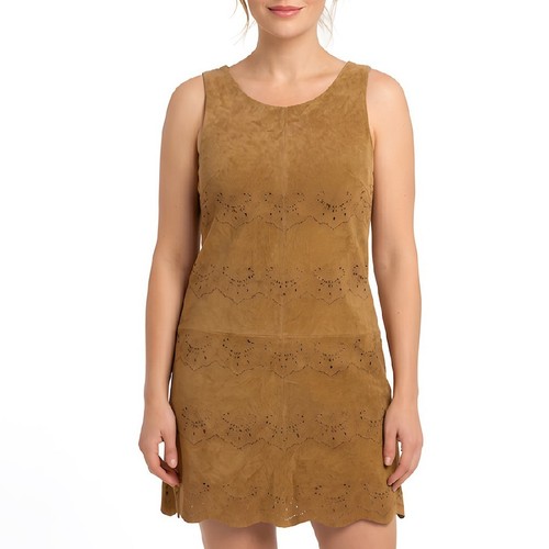 Robe cuir véritable daim - robe,