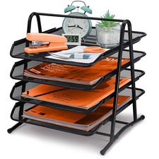 Bac à Courrier à 4 Niveaux, Métalliques Bureau A4 Organisateur, Bac à Documen...