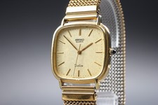 [Exc+5] Montre Homme Seiko Dolce 6030-5420 30mm Or Carré Quartz Du JAPON