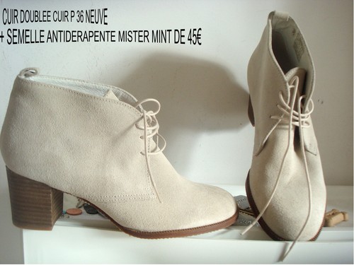 Bottine chaussure cuir - chaussure, beige